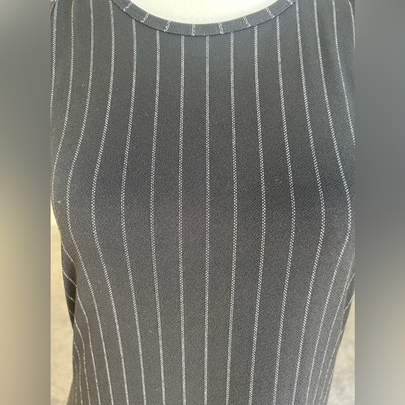 BANANA republic twist racer back dress, side slit, black pin stripe, small - Picture 4 of 11